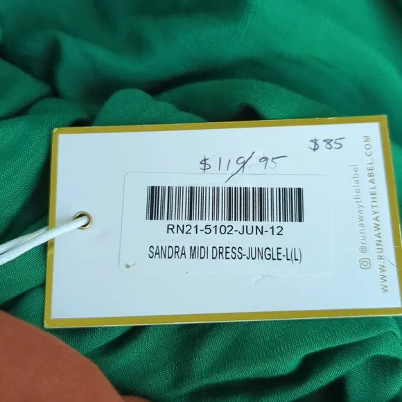 Runaway Sandra Midi Dress "Jungle" green Sz L - Picture 3 of 3
